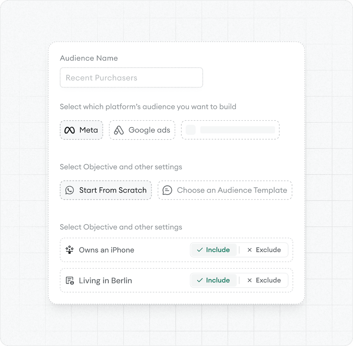 Cross platform audience builder